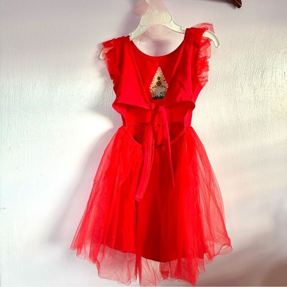NWOT Christmas Gingerbread House Embroidered Toddler Dress Sz 3T Red - Picture 4 of 5